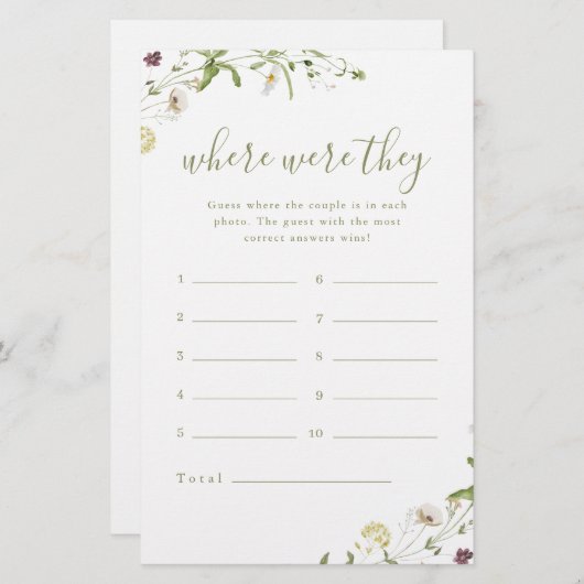 Wildblume wo waren sie Brautparty (Vorne/Hinten)