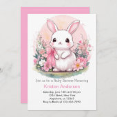 Wildblume Wonderland Bunny Girl Babydusche Einladung (Vorne/Hinten)