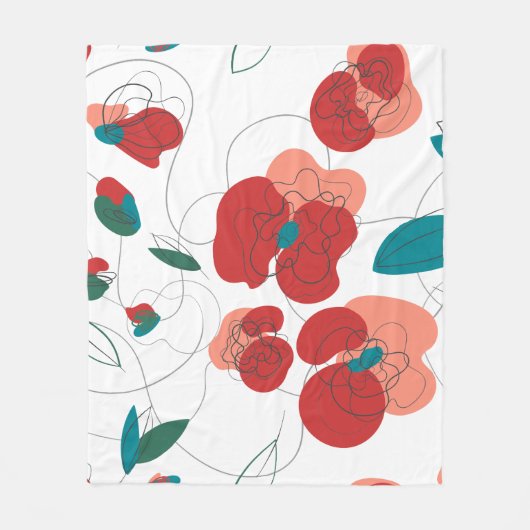 Wildblume Wonderland | Stilisierte Blume Fleecedecke (Vorderseite)