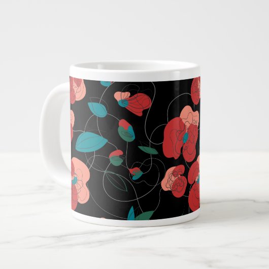 Wildblume Wonderland | Stilisierte Blume Jumbo-Tasse (Vorderseite Links)