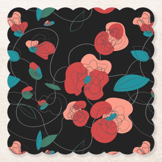 Wildblume Wonderland | Stilisierte Blume Untersetzer (Vorderseite)