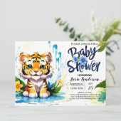 Wildblume Wonderland Tiger Cubs Boy Babydusche Einladung (Stehend Vorderseite)