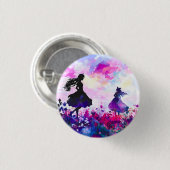 Wildblume Wonderland Wasserfarbe Button (Vorne & Hinten)