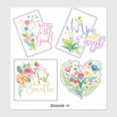 Wildblume Wörter & Herz kundenspezifisch geschnitt Aufkleber (Blatt)