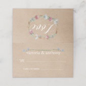 Wildblume Wraath on Kraft Country Wedding Platzkarte (Außenseite Aufgefaltet)