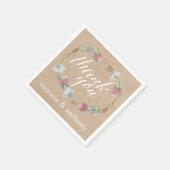 Wildblume Wraath on Kraft Country Wedding Serviette (Ecke)