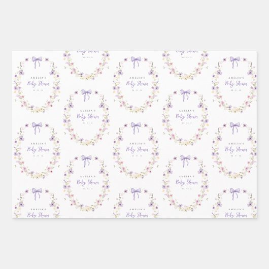 Wildblume Wrapping Paper Baby Duschgeschenk Wrap Geschenkpapier Set (Vorderseite)