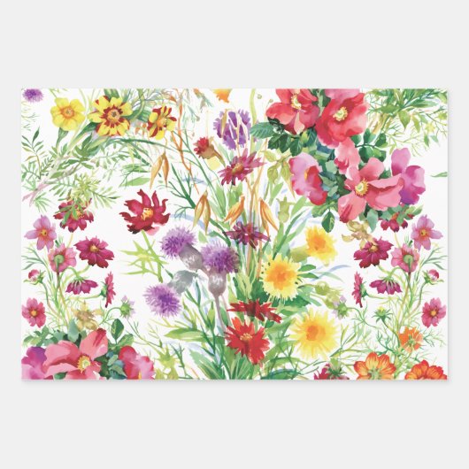 Wildblume Wrapping Paper Flat Sheet Set 3 Geschenkpapier Set (Vorderseite 2)