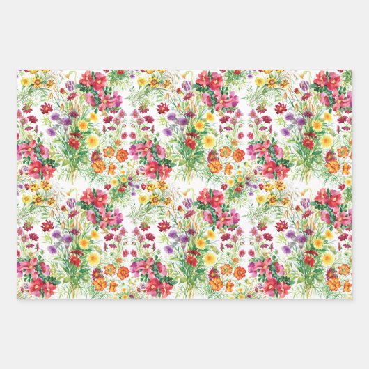 Wildblume Wrapping Paper Flat Sheet Set 3 Geschenkpapier Set (Vorderseite)