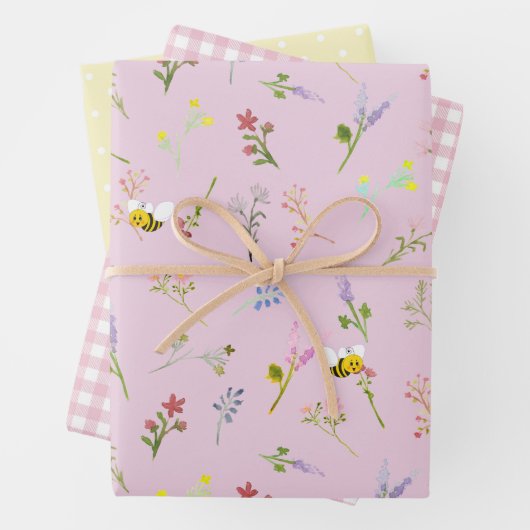 Wildblume Wrapping Paper Set von 3 Geschenkpapier Set (Beispiel)