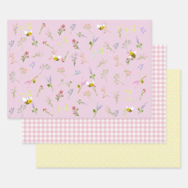 Wildblume Wrapping Paper Set von 3 Geschenkpapier Set