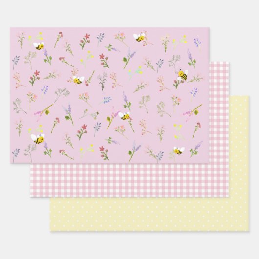 Wildblume Wrapping Paper Set von 3 Geschenkpapier Set (Set)