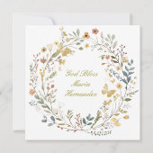 Wildblume Wreath Bloral Taufen Einladung (Rückseite)