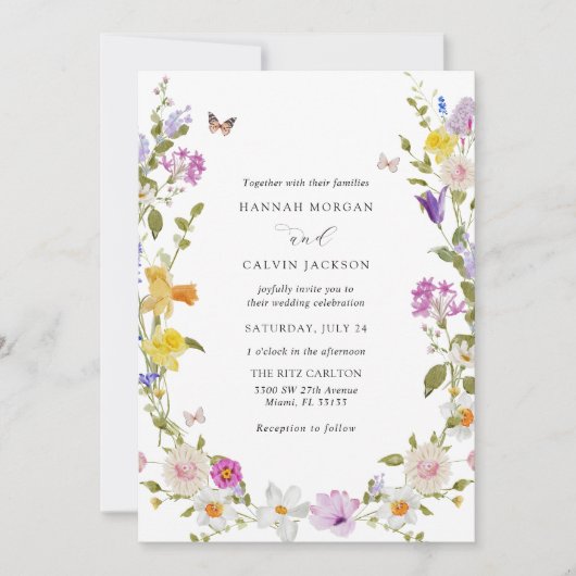 Wildblume Wreath Einladung (Vorderseite)