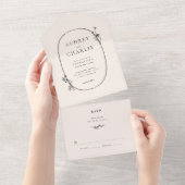 Wildblume Wreath Elfenbein Hochzeit in einem All In One Einladung (Abreißen)