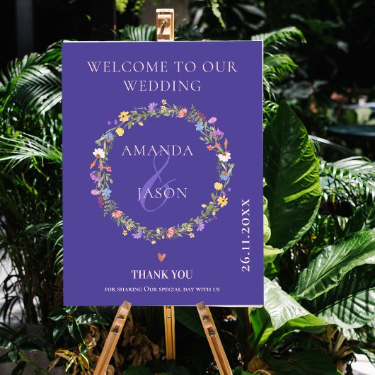 Wildblume Wreath Floral Herzlich willkommen bei un Poster