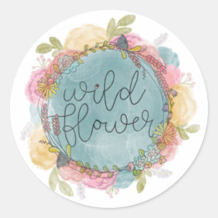 Wildblume Wreath Floral Runder Aufkleber
