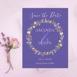 Wildblume Wreath Floral Wedding Save the Date Postkarte