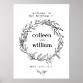 Wildblume Wreath Folk Rustikale Hochzeit Begrüßung Poster (Vorne)