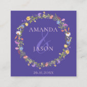 Wildblume Wreath Lila Blumenhochzeit Details Begleitkarte (Vorderseite)