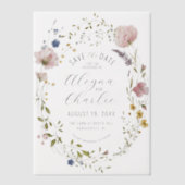 Wildblume Wreath Overlay Hochzeit speichern das Da Pergament Einladungen (Vorderseite)