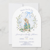 Wildblume Wreath Peter die Rabbit Baby Dusche Einladung (Vorderseite)