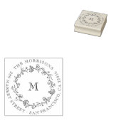 Wildblume Wreath Round Familienname Rücksendeadres Gummistempel (Stempel)
