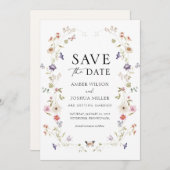 Wildblume Wreath Save the Date Einladung (Vorne/Hinten)