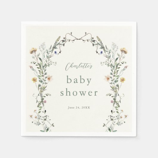 Wildblume Wreath Spring Baby Dusche Serviette (Vorderseite)