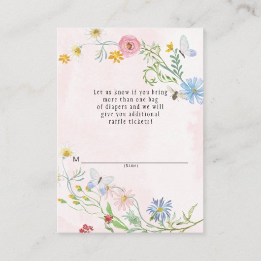 Wildblume Wreath Wasserfarbe Blume Windeln Raffel Begleitkarte (Rückseite)