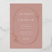 Wildblume Wreath Wedding Foil Einladung (Vorderseite)