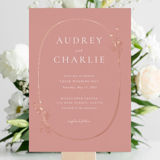 Wildblume Wreath Wedding Foil Einladung