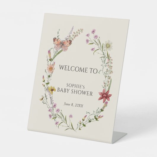 Wildblume wünscht sich eine Kinderdusche im Blühen Sockelschild (Vorderseite)