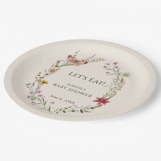 Wildblume wünscht sich eine Kinderdusche im Blut Pappteller (Schrägansicht)