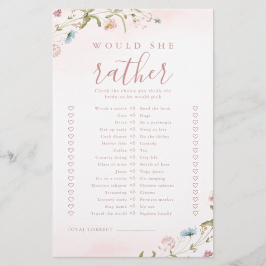 Wildblume würde sie lieber Brautparty spielen (Vorderseite)