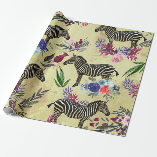 Wildblume Zebra Geschenkpapier (Ungerollt)