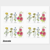 Wildblume Zeichnend Schwarzer Farbstift Wasserfarb Rechteckiger Aufkleber (Blatt)