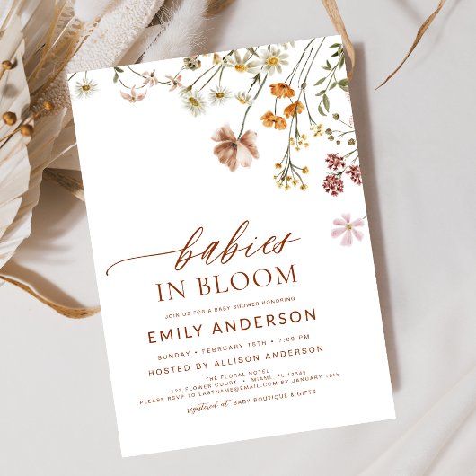 Wildblume Zins Babys in Bloom Baby Dusche Einladung
