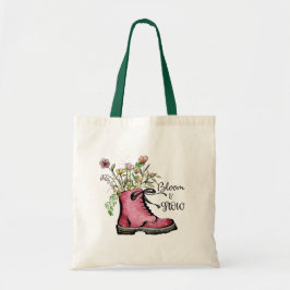 Wildblume Zitat blühen und wachsen Tragetasche