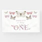 Wildblume zum 1. Geburtstag macht einen Schmetterl Banner (Horizontal)