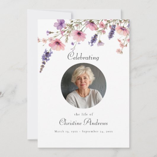 Wildblume zur Beerdigung von Leben Einladung (Vorderseite)