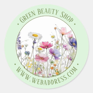 Wildblume zur Darstellung benutzerdefinierter Text Runder Aufkleber