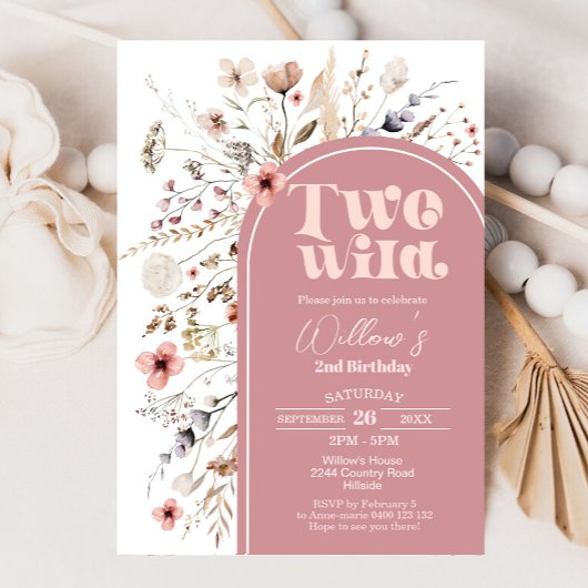 Wildblume Zwei Geburtstagsfeierlichkeiten Einladung