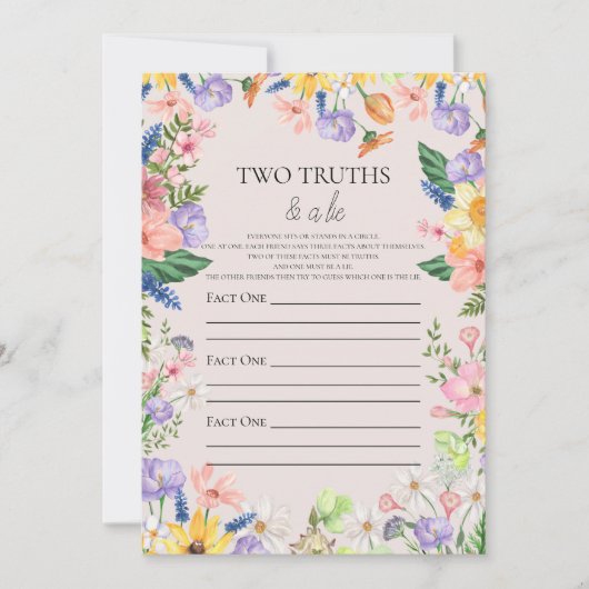 Wildblume Zwei Wahrheiten und eine Lie Baby Game C Einladung (Vorderseite)