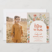 Wildblume Zweites Geburtstag Foto Einladung (Vorderseite)