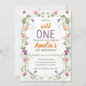Wildblumen 1. Geburtstag Wild One Einladung (Vorderseite)