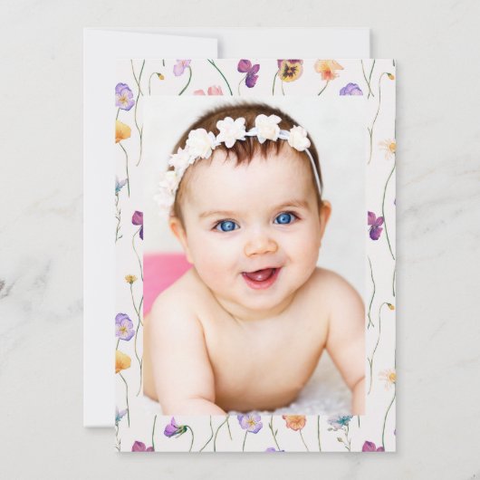 Wildblumen 1. Geburtstag Wild One Einladung (Rückseite)