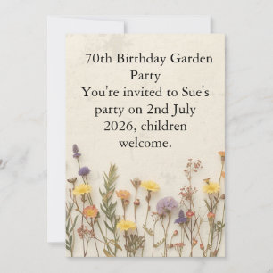Wildblumen 70. Geburtstags-Gartenparty Blumen  Karte