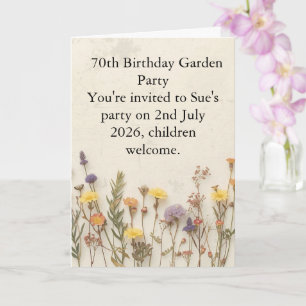 Wildblumen 70. Geburtstags-Gartenparty Blumen  Karte