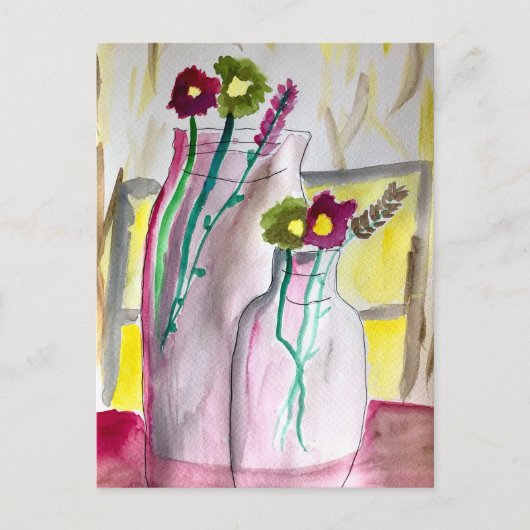 Wildblumen abstrakter Vase-Kunst Postkarte (Vorderseite)